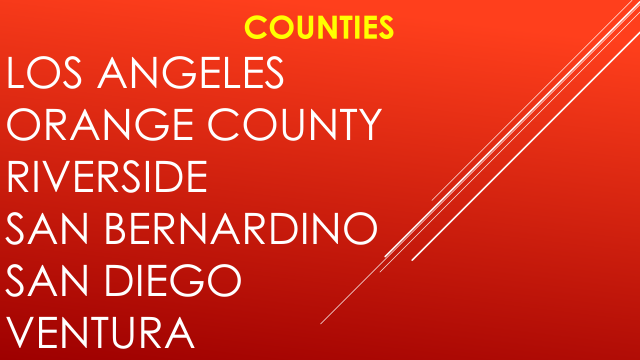 CURB-SIDE DROP OFF:  Counties: OC, Riv, San Bern, San Diego & Ventura Counties (New Tariff Up-Charge