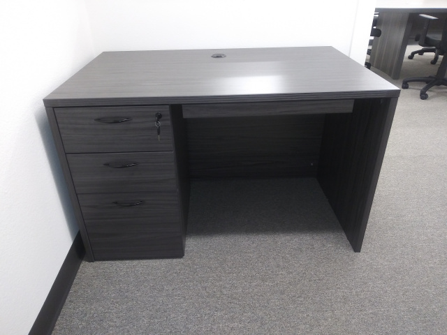48"x30" Straight Desk With 3 Drawer FIle & Keyboard Tray
