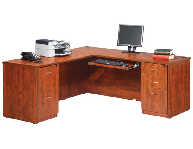 60"x66" L Desk Straight Front With 2 Drawer & 3 Drawer File Unit