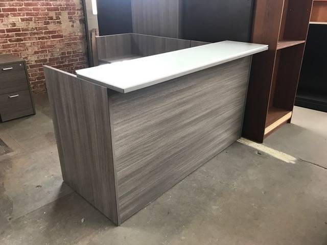 72 X72 Reception L Shape With Glass Transaction Top No Drawers