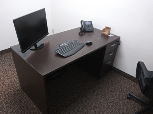 60"x30" Straight Desk With 3 Drawer File Unit